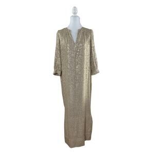 Elizabeth and James Metallic 3/4 Sleeves Maxi Kaftan Dress I 4